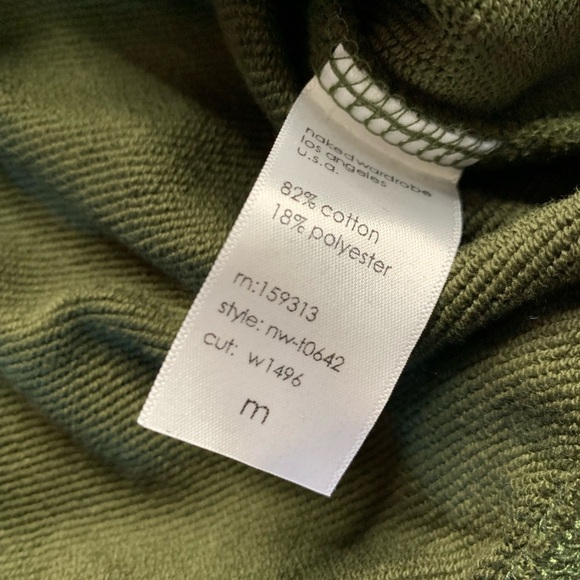 NWOT Naked Wardrobe Green Cropped Hoody Womens Small - Picture 7 of 8